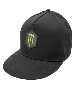 Monster Front HEXAGON Rubber Patch Flat Snapback Hat (Black)